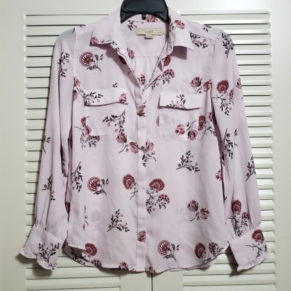 Loft Womans Purple Floral Blouse - Picture 1 of 9